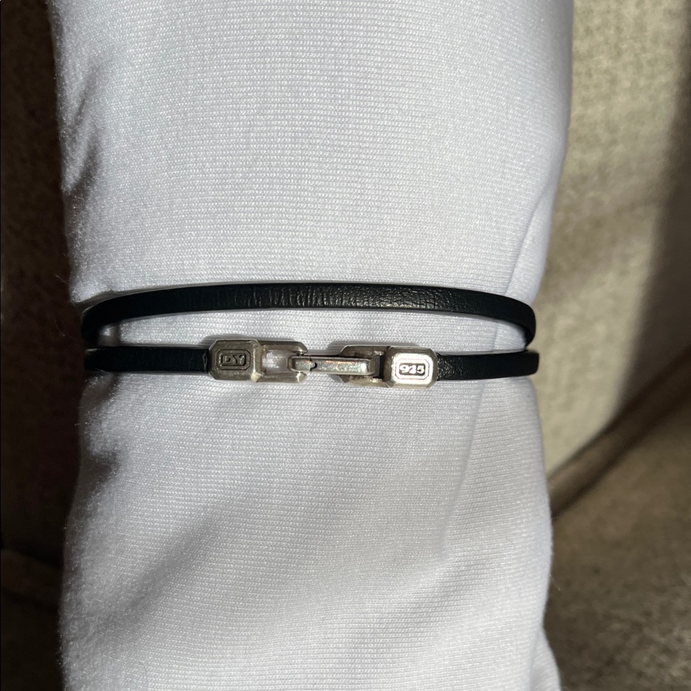 David Yurman Silver & Leather Wrap Bracelet